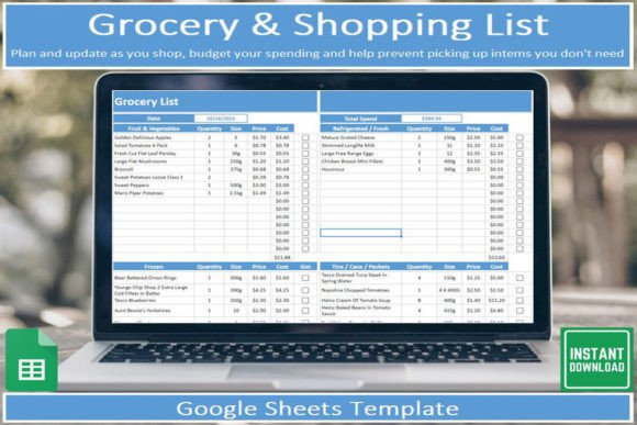 Download Editable Grocery List I Google Sheets - Premium Bundle