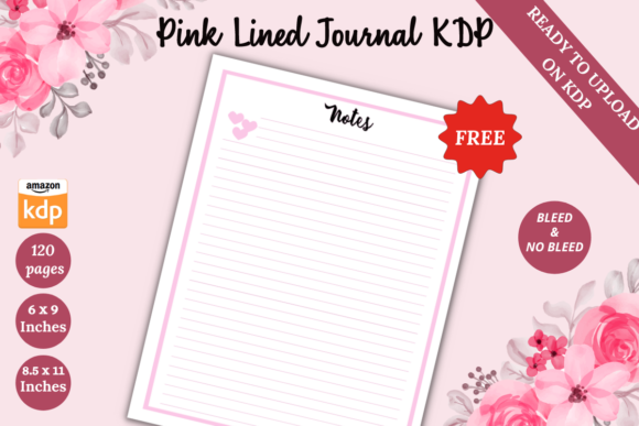 Download FREE Pink Lined Journal KDP Interior - Lined journal Collection