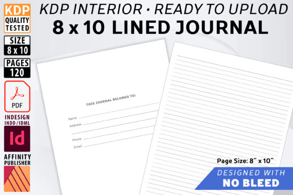 Download 8 X 10 Lined Journal - NO BLEED - Lined journal Collection