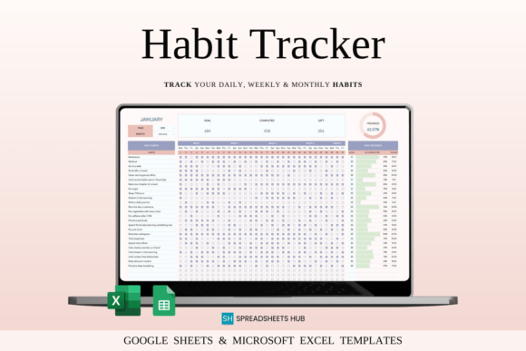 Download Habit Tracker for Google Sheets | Excel - Premium Resources