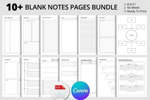 Download Printable Note Templates for KDP Bundle - Printable Collection