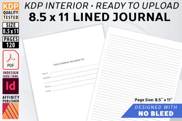 Download 8.5 X 11 Lined Journal - NO BLEED - Lined journal Collection