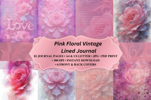 Download Pink Floral Lined Journal - Lined journal Collection