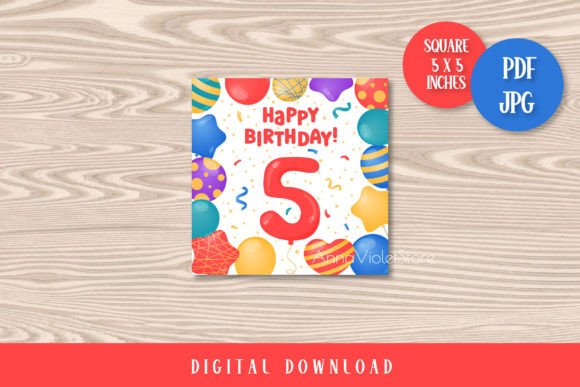 Download Happy Birthday 5 Years Printable Card - Printable Collection