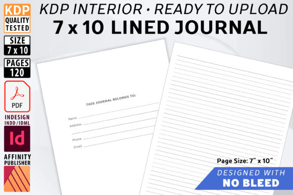Download 7 X 10 Lined Journal - NO BLEED - Lined journal Collection